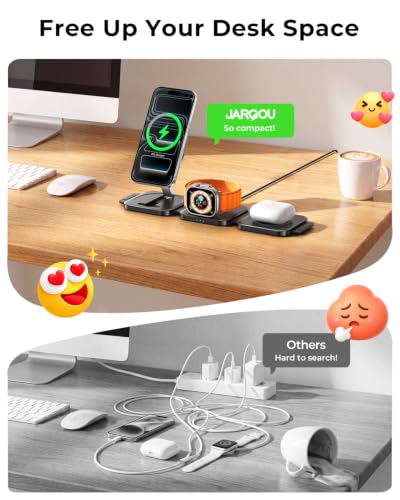 Image of Travel Essentials for Apple Watch Charger,3 in 1 Charging Station for Apple Devices,Foldable Wireless Charging Station for iPhone 17 /16 /15 /14 /13 /12, Apple Watch & AirPods with Magsafe Charger Stand