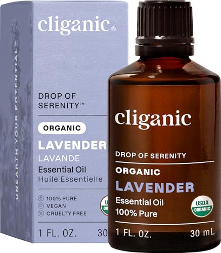 Cliganic Organic Lavender Essential Oil, 1oz - 100% Pure Natural Undiluted, for Aromatherapy...