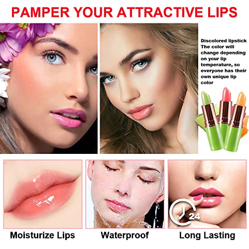 Evpct 3Pcs Aloe Vera Strawberry Carrot Lip Color Changing Lipstick Lip Balm Set thumb #4