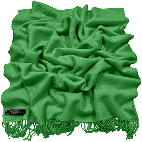CJ Apparel Forest Green 100% Cashmere Shawl Pashmina Scarf Wrap Stole Head Wrap Hand Made in Nepal New3