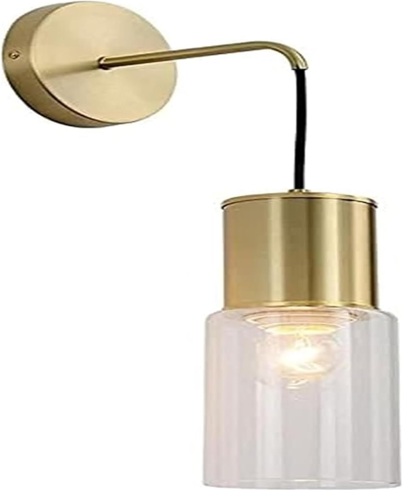 HPTHLY All Copper Luxury Gold Wall Lamp, G9 Geometric Mounted Sconces With Clear Glass Lampshade, Indoor Mount Fixture, Wall Lamps & Sconces With Bedroom Lighting