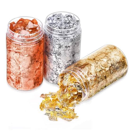GSWC Gold Flakes| Gold Flakes Silver Flakes and Rose Gold Flakes 3 Pieces, for Decoration,Party Celebrations,Crafts,Nails Arts,Resin,Mould diys etc, Pack of (5)-image-32