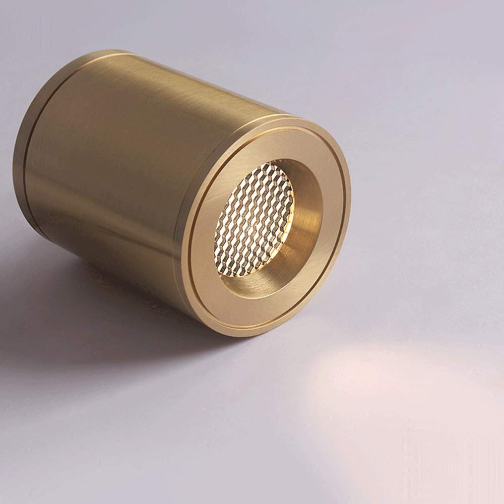 Reflektor sufitowy LED 7 W z mosiężnym wykończeniem do wnętrz do montażu powierzchniowego podwójny okrągły reflektor przeciwodblaskowy nowoczesny minimalistyczny złoty akcent [klasa energetyczna A++