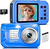 4K Underwater Camera, 64MP 16FT Waterproof Digital Camera with 32GB Card, Autofocus Floatable Waterproof Camera with IPS HD Screen, 16X Digital Zoom, Fill Light, for Snorkeling, Surfing, Swimming