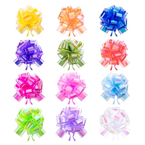 jijAcraft Lazo de regalo grande de 15 cm: 12 unidades de lazo decorativo para envolver regalos, lazos con cinta para bodas, cumpleaños, decoración del coche