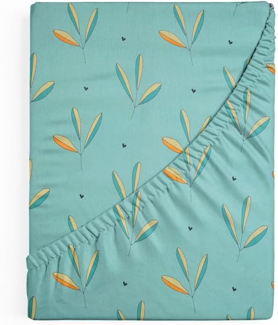 BSB HOME Premium Cotton 220tc Elastic Fitted Bedsheets with 2 Pillow Covers | King Size Bed with All Around Elastic 220 TC Supersoft Printed Pattren Breathable |Size-78 x72+10 inches |Mint Green