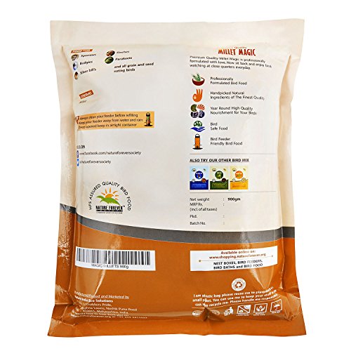 Image of wall mounted house feeder and magic millet bird food, 900g
