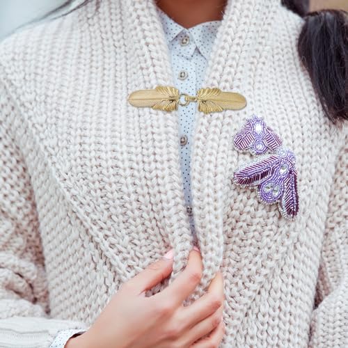 Image of uxcell Vintage Sweater Clips, Cape Cloak Clasp Retro Cardigan Clips Shawl Collar Clasp Dress Shirt Brooch Clip
