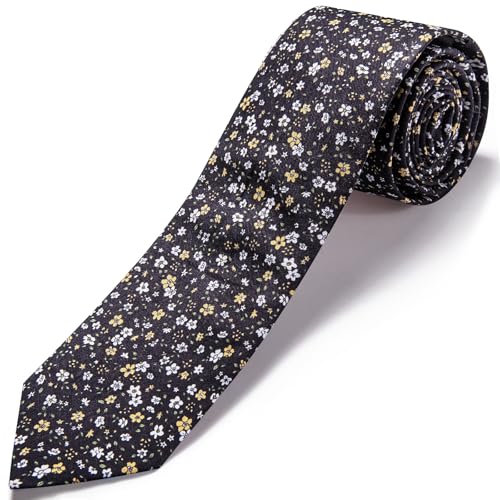 Image of Barry.Wang 100% Cotton Floral Ties for Men 63 inch Extra Long Necktie Clip | Fashion Cotton Printed Neckties,Wildflower 2.76 inch Ties Skinny,Gift Box,Groomsmen Wedding Engagement Graduation