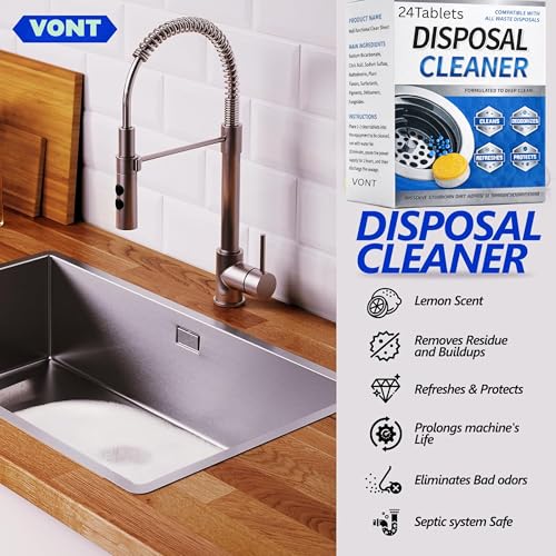 Image of VONT Yellow Bubble Tablets for Deep Cleaning | Multi-Use Foaming Tablets for Kitchen Sink, Drain, Pipes & Disposal | Helps Remove Residue & Refreshes with Active Foam | 24 Pack