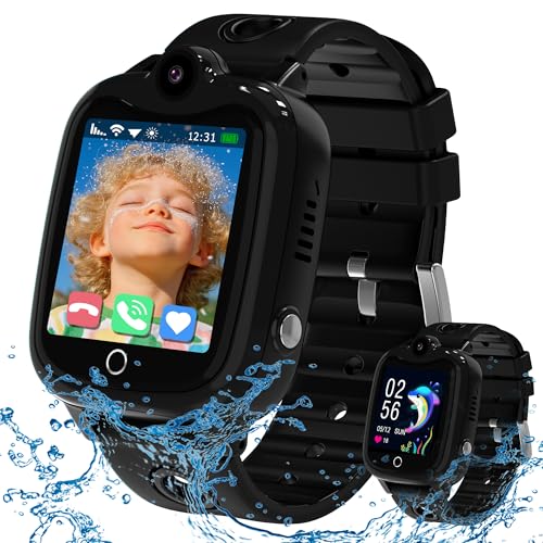 Reloj Inteligente Niño 4G, Smartwatch Niños GPS y Llamadas, Reloj GPS Niños Localizador y Llamadas Videollamada Teléfono SOS Chat Despertador Juego IP68 Impermeable, Reloj Niños Regalo para 4-12 Añ