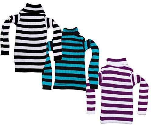 Image of IndiWeaves Girls Wollen Warm High Neck Full Sleeves T-Shirt /Inner /Skivvy for Winter Pack of 3(10110-141520-IW-G-P3-28 Black /Sky Blue /Purple 7-8 Years)