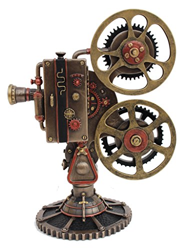 Veronese Design Steampunk Projector Statue Cold Cast Resin Antique Bronze Finish Led Lighting Sculpture #TOP4