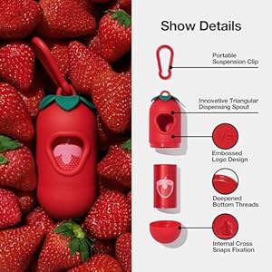 VETRESKA-Dog-Poop-Bag-Dispenser-with-Strawberry-Scented-Bags-Leak-Proof-Extra-Thick-and-Large-Pet-Waste-Bags1-Count-Bag-Holder-and-105-Bags-7-Refill-Rolls-for-Walking-Dog-and-Cats-Litter-Red - Cucciolini Doodles   VETRESKA-Dog-Poop-Bag-Dispenser-with-Strawberry-Scented-Bags-Leak-Proof-Extra-Thick-and-Large-Pet-Waste-Bags1-Count-Bag-Holder-and-105-Bags-7-Refill-Rolls-for-Walking-Dog-and-Cats-Litter-Red