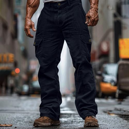 Tactical Pants for Men Lightweight Corduroy Cargo Pants Casual Workout Hiking Athletic Pant with Multi Pockets2