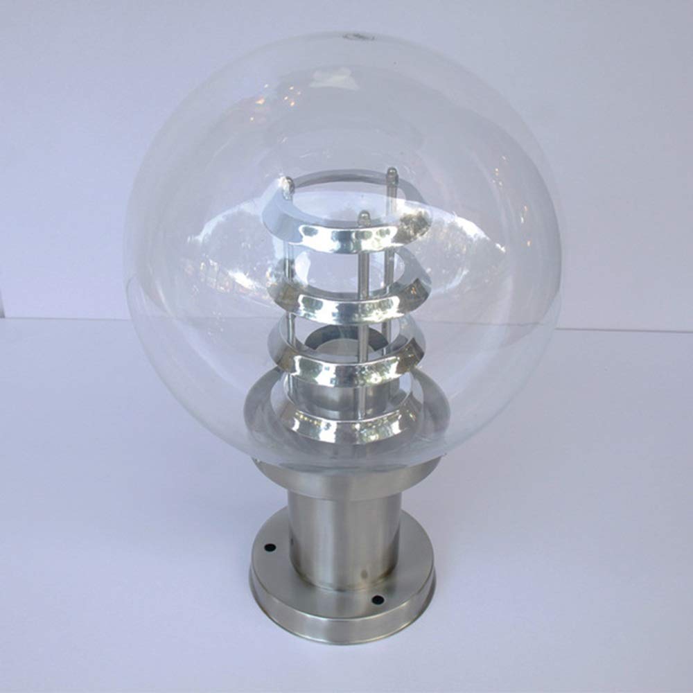 Luz fundida a presión para exteriores Bola de acero inoxidable Lámpara de poste impermeable transparente Luces de patio para cerca Proyecto súper brillante Lámpara de pilar Iluminación de patio Decor