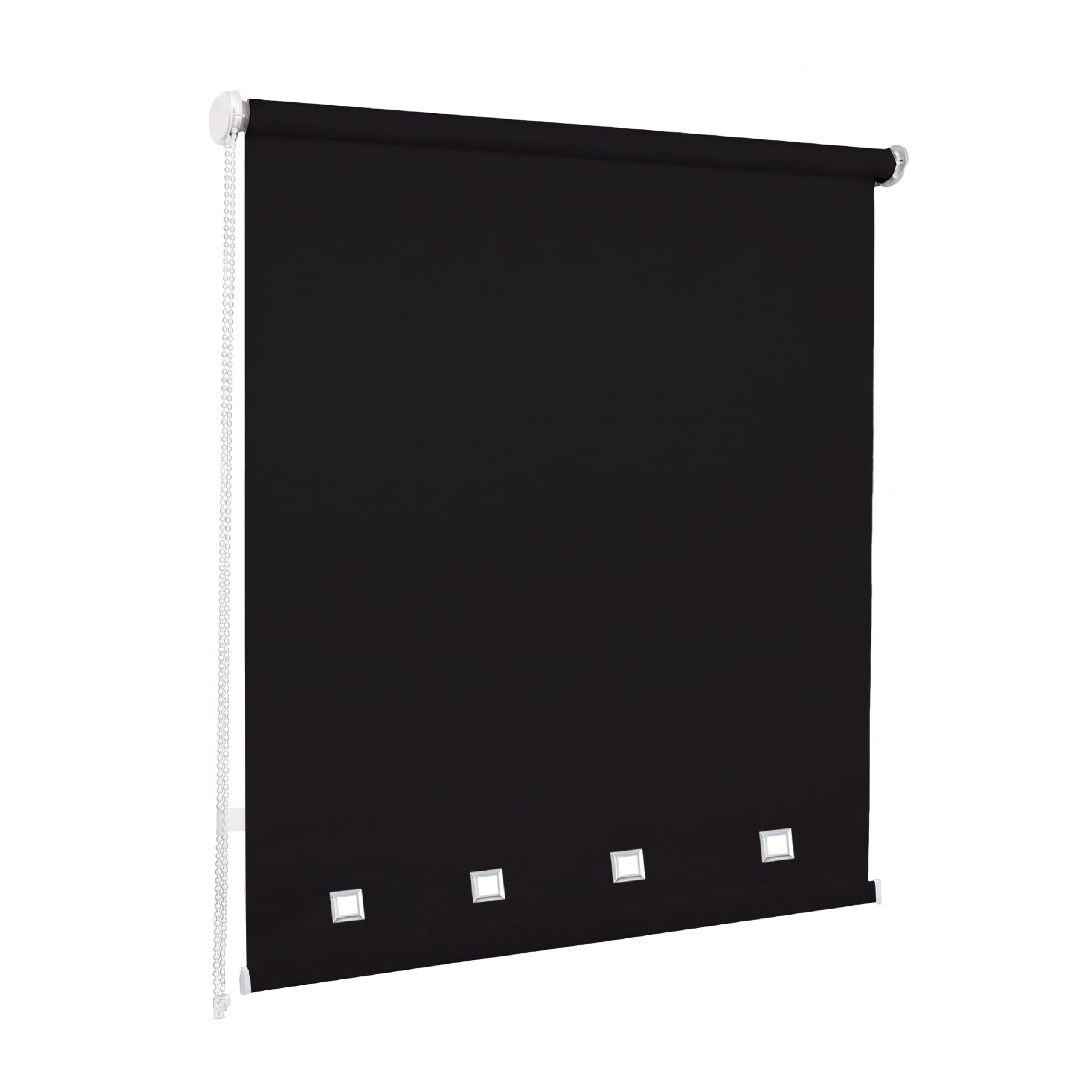 Square Eyelet Light Filtering Roller Blinds, Black (W 174cm x H 165cm)