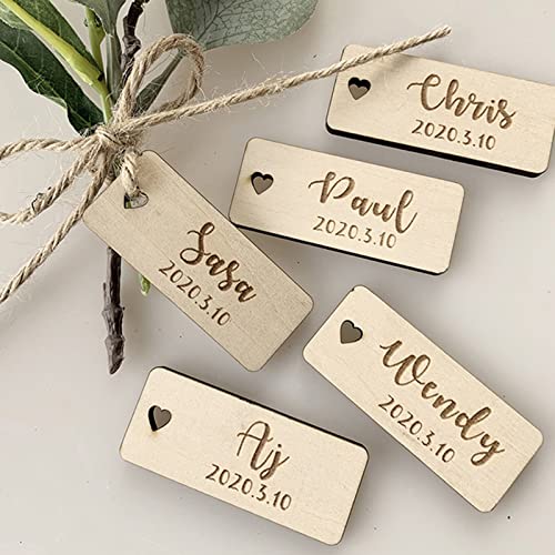 Étiquettes personnalisées en bois pour décoration de table de mariage lot de 30