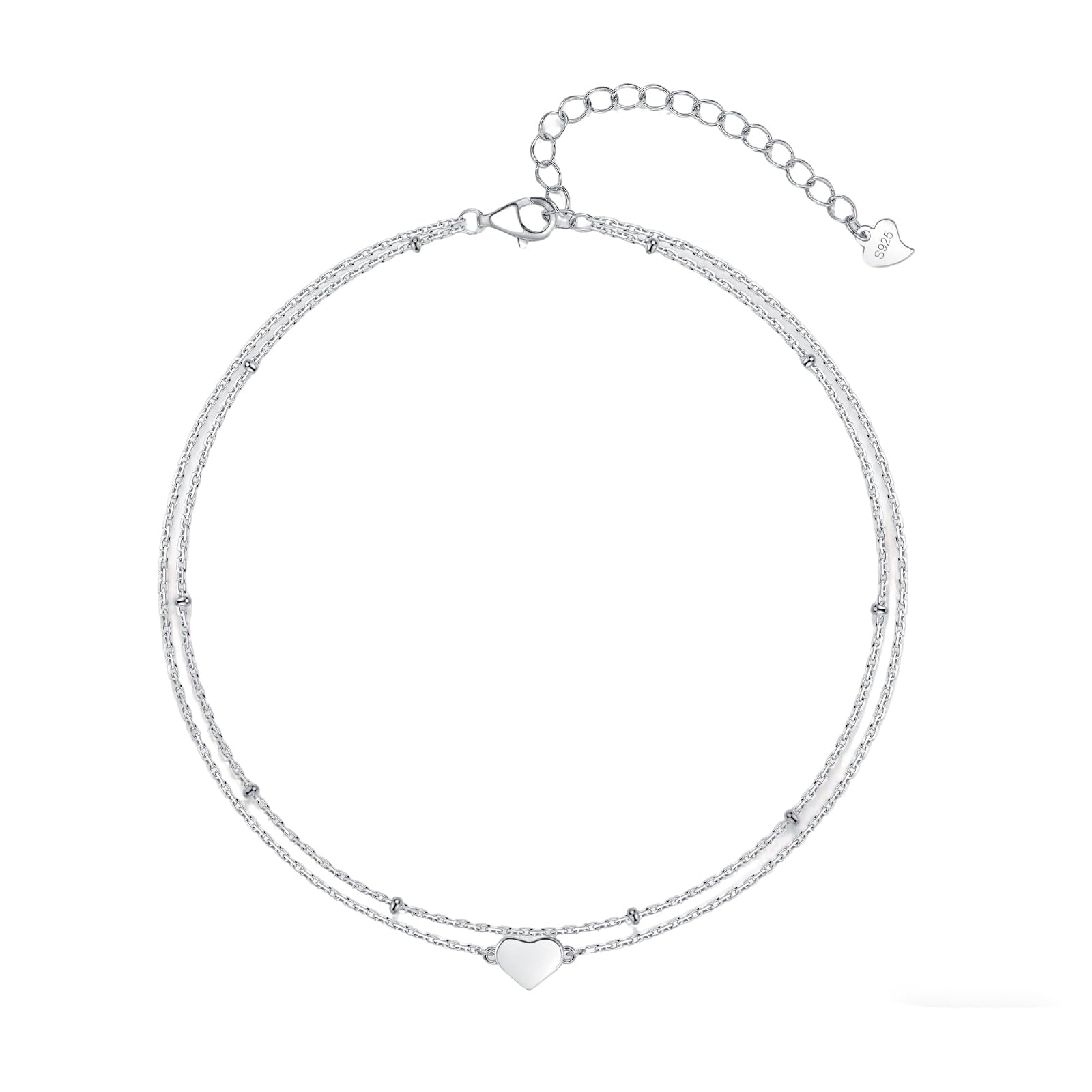Kamise Fußkettchen für Damen Silber 925, 22+5cm Verstellbar
