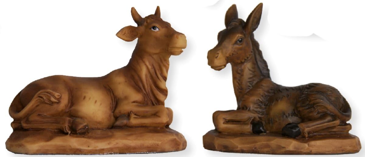 2x bue e asino FADEDA / altezza:14 cm / dipinti a mano