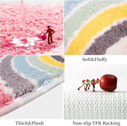 Image of Home Decor Multicolor Anti Skid Bath Mat for Bathroom, Anti Slip Bath mat, Non Slip Bath mat Door mat for Bathroom, Living Room Kitchen Bedroom (Rainbow Multcolor)