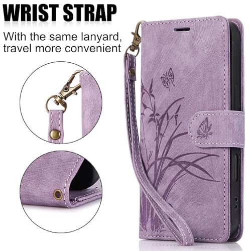 Étui iPhone 17 violet en cuir magnétique avec clapet protection portefeuille - 5