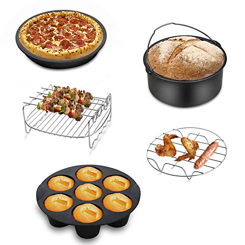 Air Fryer Accessories 9PCS for Gowise Gourmia Cozyna Ninja Air Fryer, Fit all 3.7QT - 5.8QT Power Deep Hot Air Fryer with 7 Inch Cake Barrel, Pizza Pan, Cupcake Pan, Oven Mitts, Skewer Rack, - Image 4