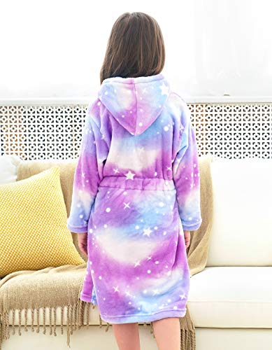 Image of Doctor Unicorn Soft Hooded Rainbow Bathrobe Sleepwear for Girls