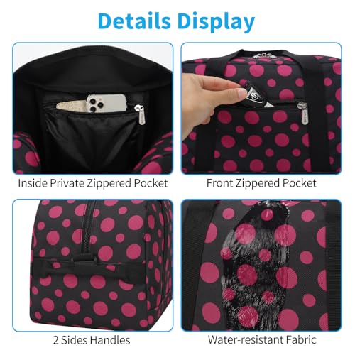 Image of Apenze Small Gym Bag 14 inch lightweight Carry On Mini Duffel Bag for Travel Sport - Polka Dot Pink