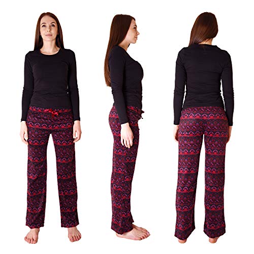 Cherokee Women's 2-Piece Longsleeve and Pajama Sleepwear Set, Multicolor, Aztec Print, Small