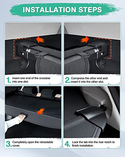 Image of Powerty Retractable Cargo Cover for 2019-2023 Jeep Cherokee(NOT for Grand Cherokee), Canvas Texture Trunk Cover Privacy Screen Rear Security Shade for Cherokee Accessories (with Extented Cover)