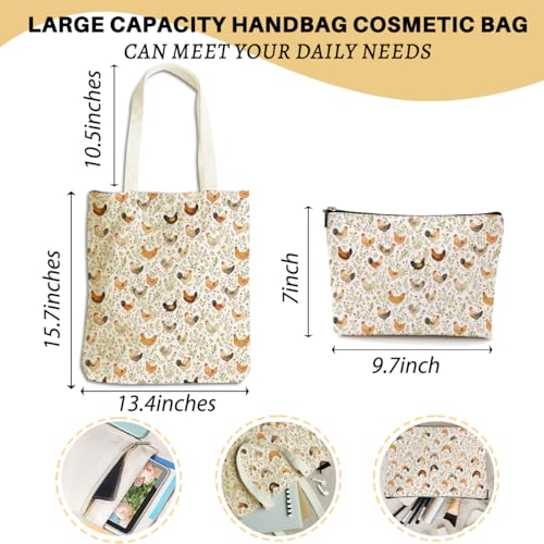 Dog Dinosaur Whale Shark Butterfly Mushroom Chicken Corgi Cat Gifts Canvas Tote Bag Makeup Bag for Women Birthday2
