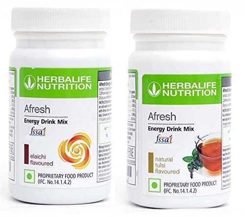 HERBALIFE Afresh Energy Drinks Mix Elaichi + Tulsi Flavour (1+1) Energy Drink 50g each (100 g, Elaichi, Tulsi Flavored)-image-2