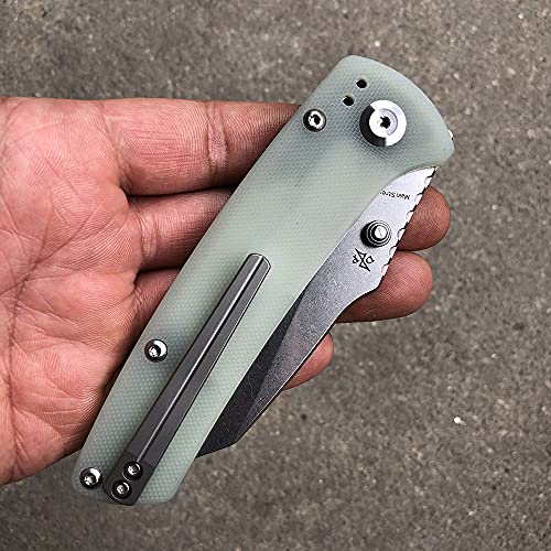 Kansept Main Street T10151B1 7.92In Folding Pocket Knives With 3.36In Stonewashed 154Cm Wharncliffe Blade And Jade G10 Handle For Outdoor, Tactical, Survival, Dirk Pinkerton Deisgn #TOP4