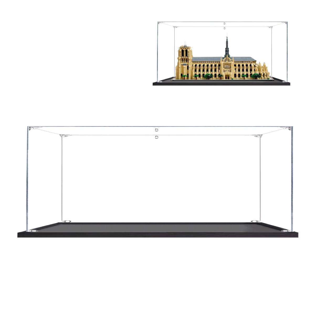Teca Vetrina per Lego 21061, Acrilico Trasparente Vetrina Collezione Espositiva per Notre-Dame de Paris - 45x25x35cm