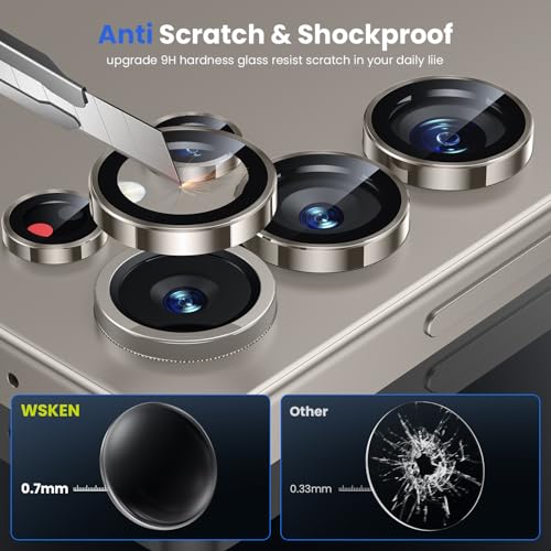 Image of WSKEN for Samsung Galaxy S25 Ultra Camera Lens Protector - Ultra Thin | Case Friendly, 9H Shatterproof Tempered Glass, Anti Scratch Metal Circle, Camera Screen Protector Cover Accessories, Grey