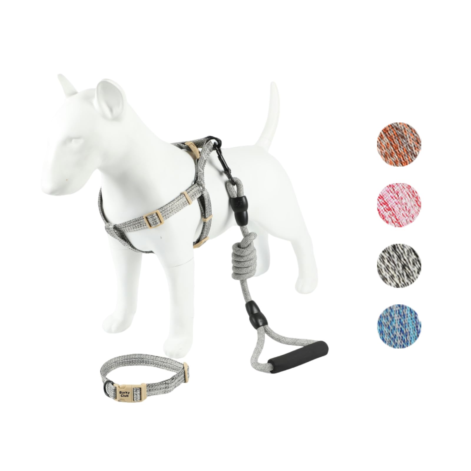 Barky Club Dog & Cat Harness Set, Adjustable Linen Leash, Collar & Harness, Breathable, Lightweight & Comfortable - Image 2