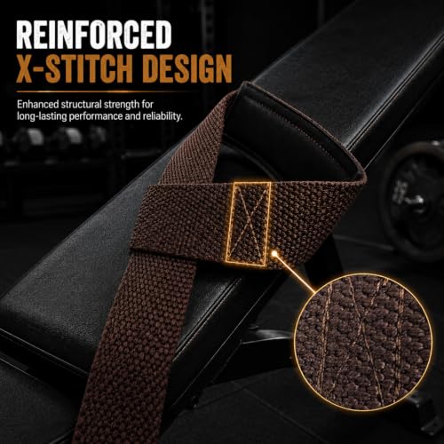 Image of Handler 23-Inch Weight Lifting Straps for Gym Workout - Wrist Support Wraps for Deadlifts, Calisthenics, Boxing & Strength Training - Non-Slip Grip, Neoprene Padded Gym Accessories for Men & Women (Brown, 23 Inches)