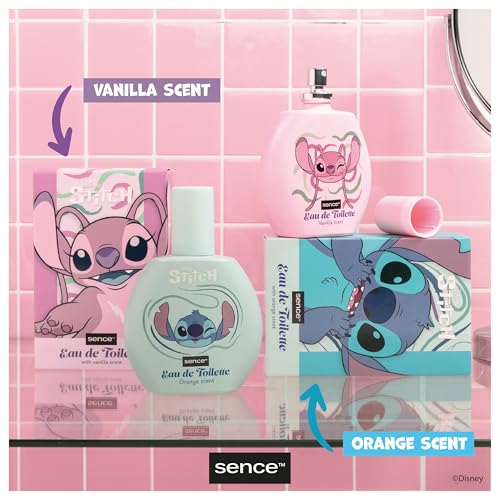 Disney Stitch & Angel Orange EDT, Parfüm für Damen, Kinder, Teenager und Mädchen, Sence Vegan Beauty Eau de Toilette, Kinderparfüm (1 x 100ml)