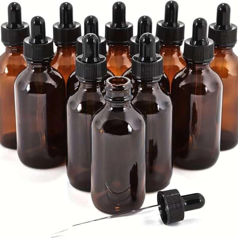 12pcs 30ml Amber Light Proof Glass Essential Oil Bottle with Glass Dropper Laboratory Glue Head Dropper Bottle