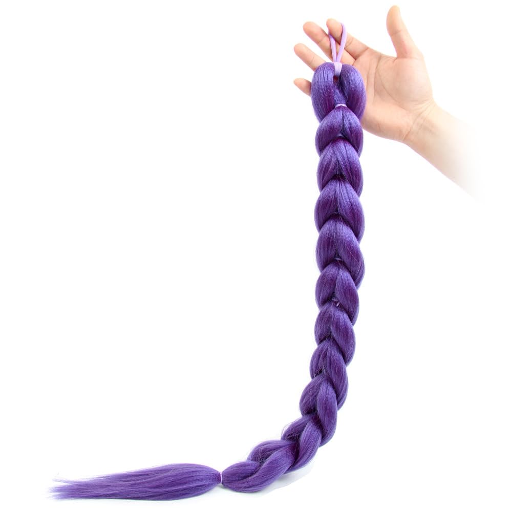 Photo 1 of ***USED***Purple Ponytail Hair Extensions Braided Pony tails Long Hairpiece 24 Inch