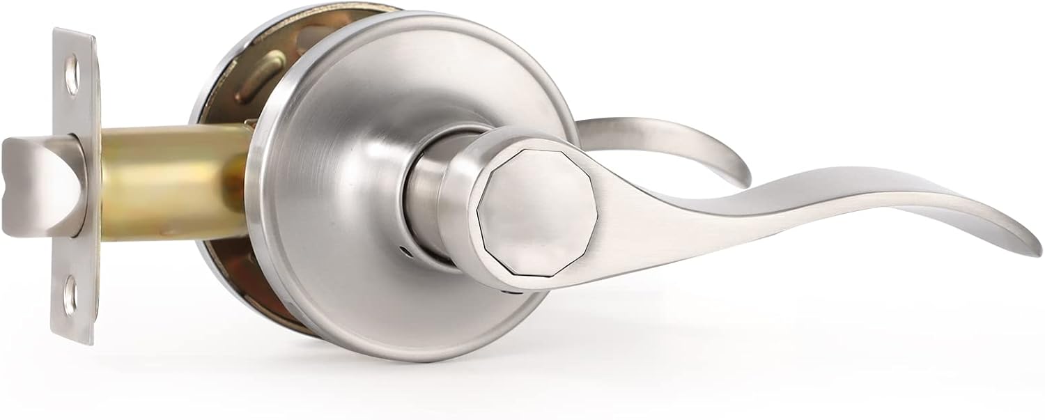 10 Pack Brushed Nickel Interior Door Levers Keyless Passage Door Knob