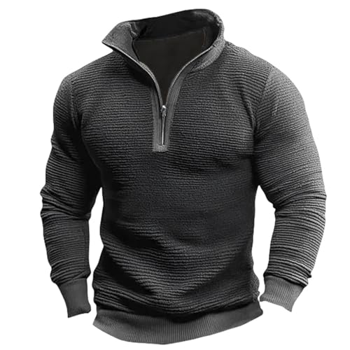 Men's Quarter Zip Sweatshirts Long Sleeve Thermal Stand Collar Pullover Fall Lightweight Muscle Fit Vintage Sweater3