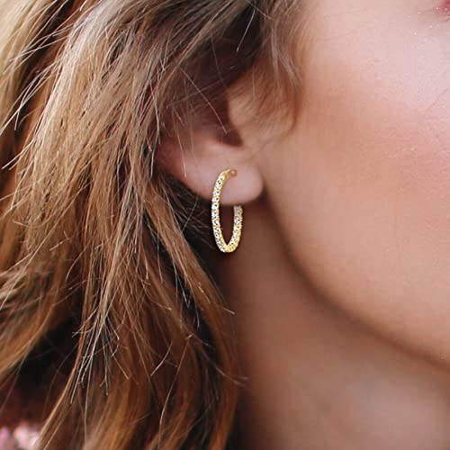 Santuzza 925 Sterling Silver Huggie Hoop Earrings Cubic Zirconia Cuff Pierced Earring3