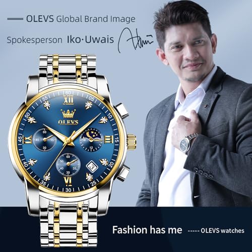 Image of OLEVS Men's Analog Watch Multi Color Business Stainless Steel Waterproof Luminous Quartz Watch Luxury Leisure Date Simulation Original Bowl Watch (In-2858- Multicolor White ?)