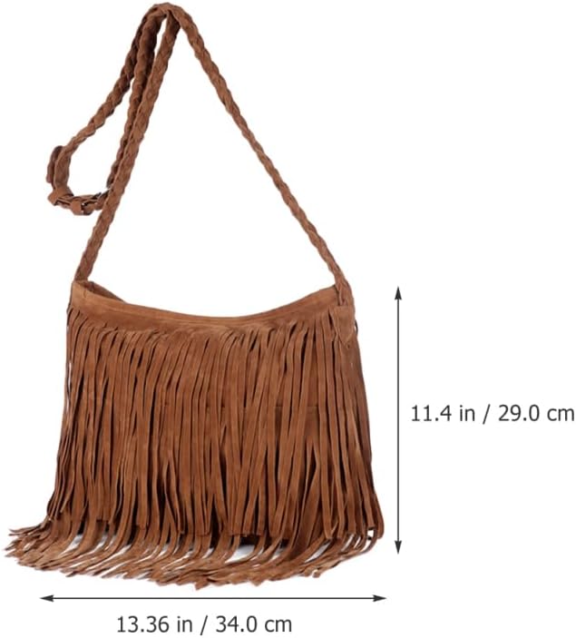TENDYCOCO Fringe Crossbody Shoulder Bag for Women 13.38 Inch Lightweight Boho Tassel Purse Large Capacity Messenger Bag for Daily Travel Shopping - Image 4
