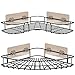 DEVASO® Estantería esquinera para ducha, 2 unidades estantes de ducha, sin taladrar, estantería de esquina de metal, ​estante de cocina, estante de baño, con 4 ganchos, 5 pegatinas, color negro