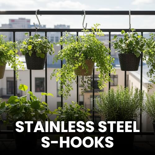 Image of Stainless Steel S Hooks Heavy Duty Hook for Kitchen Cutlery Hanging, Bathroom, Bedroom, Shop, Office, Closet, Curtain Rods, Pan, Pot, Potted Plant Hanging (Silver, 3 Inch) (Pack of 12)