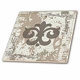 3dRose Gray Fleur De Lis on a Grunge Background-Ceramic Tile, 6' (ct_78558_2)