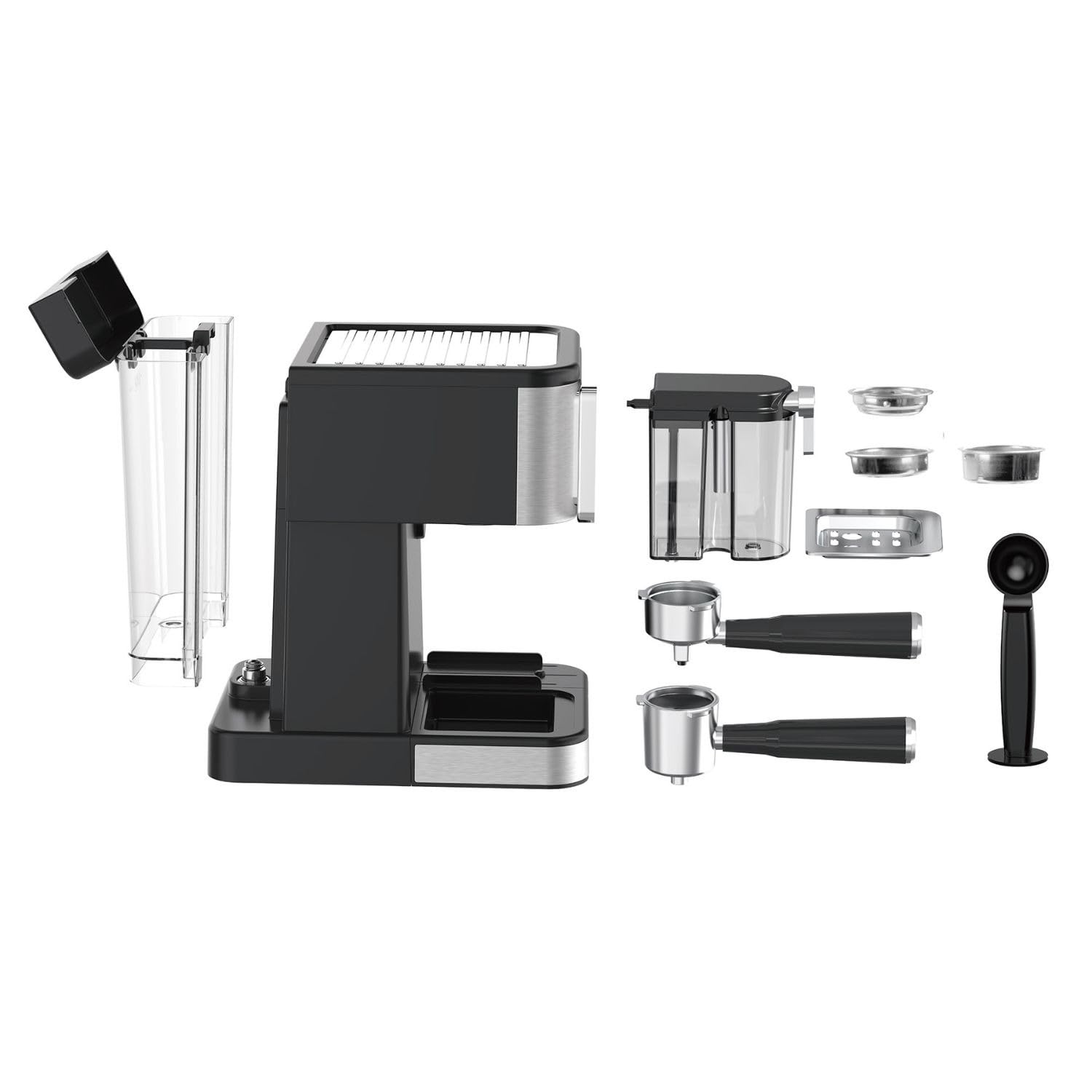 SOGO Cafetera Espresso 4 en 1 con Espumador de Leche y Panel Táctil – 20 Bar, Compatible Nespresso® y Café Molido, Depósito 1.5 L, 1350 W, Negro